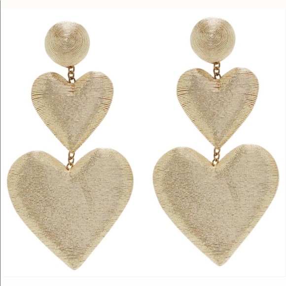 Jewelry - Gold Puffy Heart Chandelier Earrings